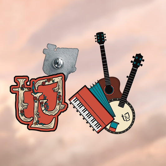 TLJ Logo & Instrument Enamel Pins - Both Pins