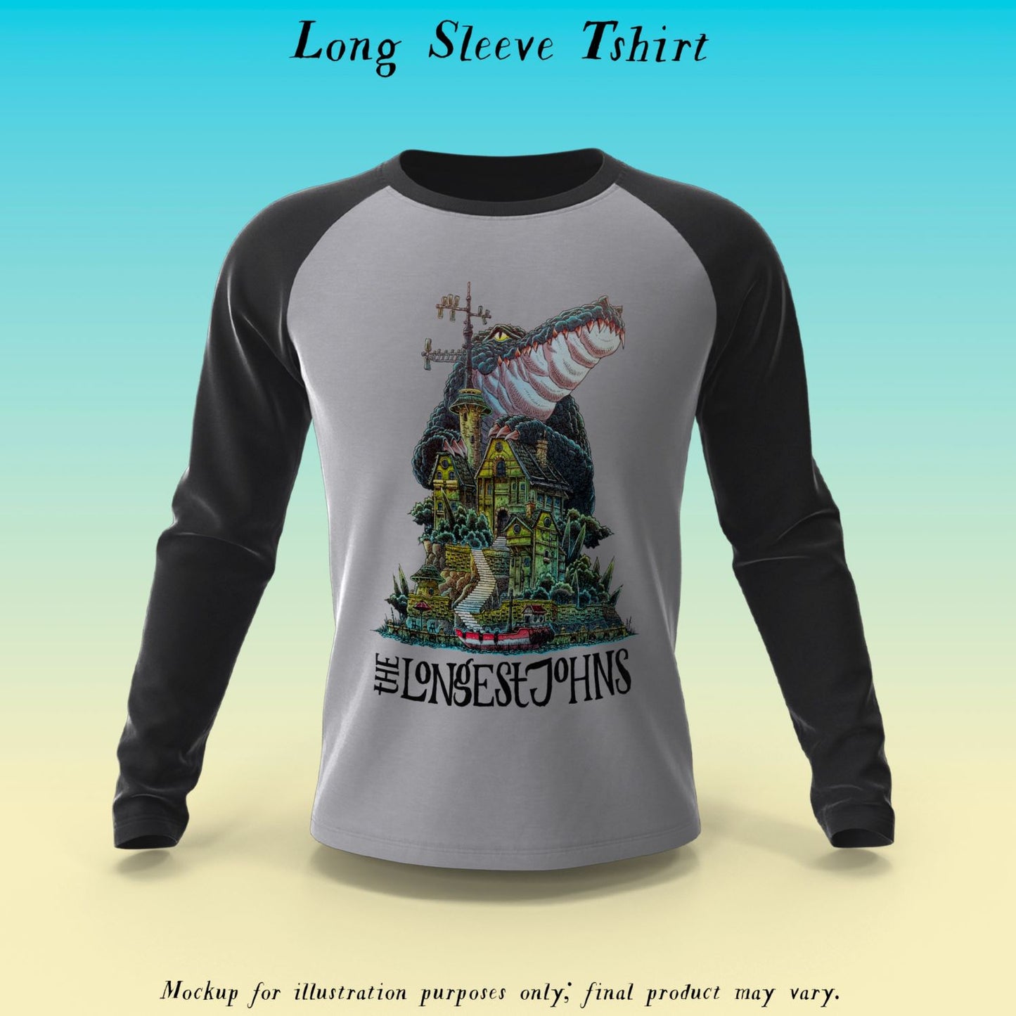 Crocodile Long Sleeve T-Shirt (Black and Grey)